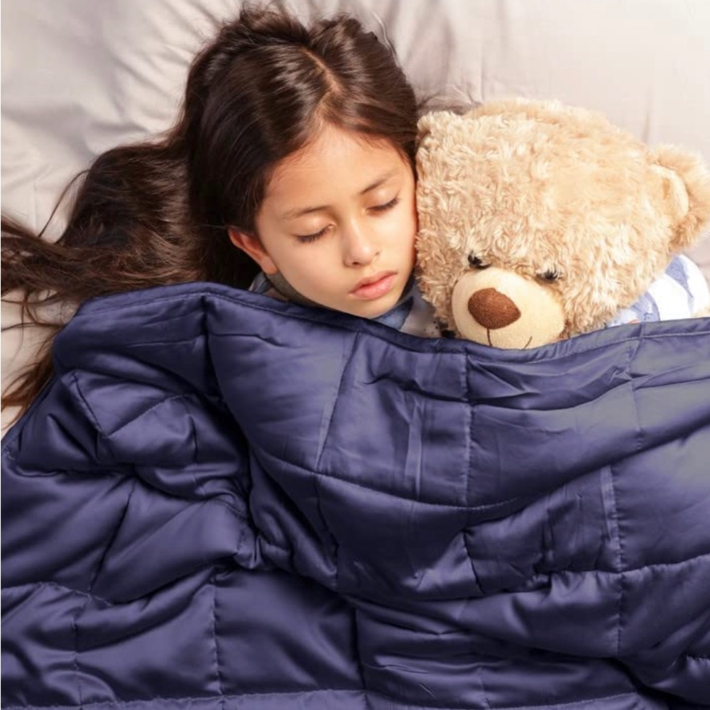 Luna Kids Bamboo Weighted Blanket, Navy, 36” x 48”, 5 pounds